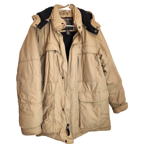 VTG Eddie Bauer jacket Quilted Goose Down parka Beige S1980's snowboarding ski - Picture 1 of 10